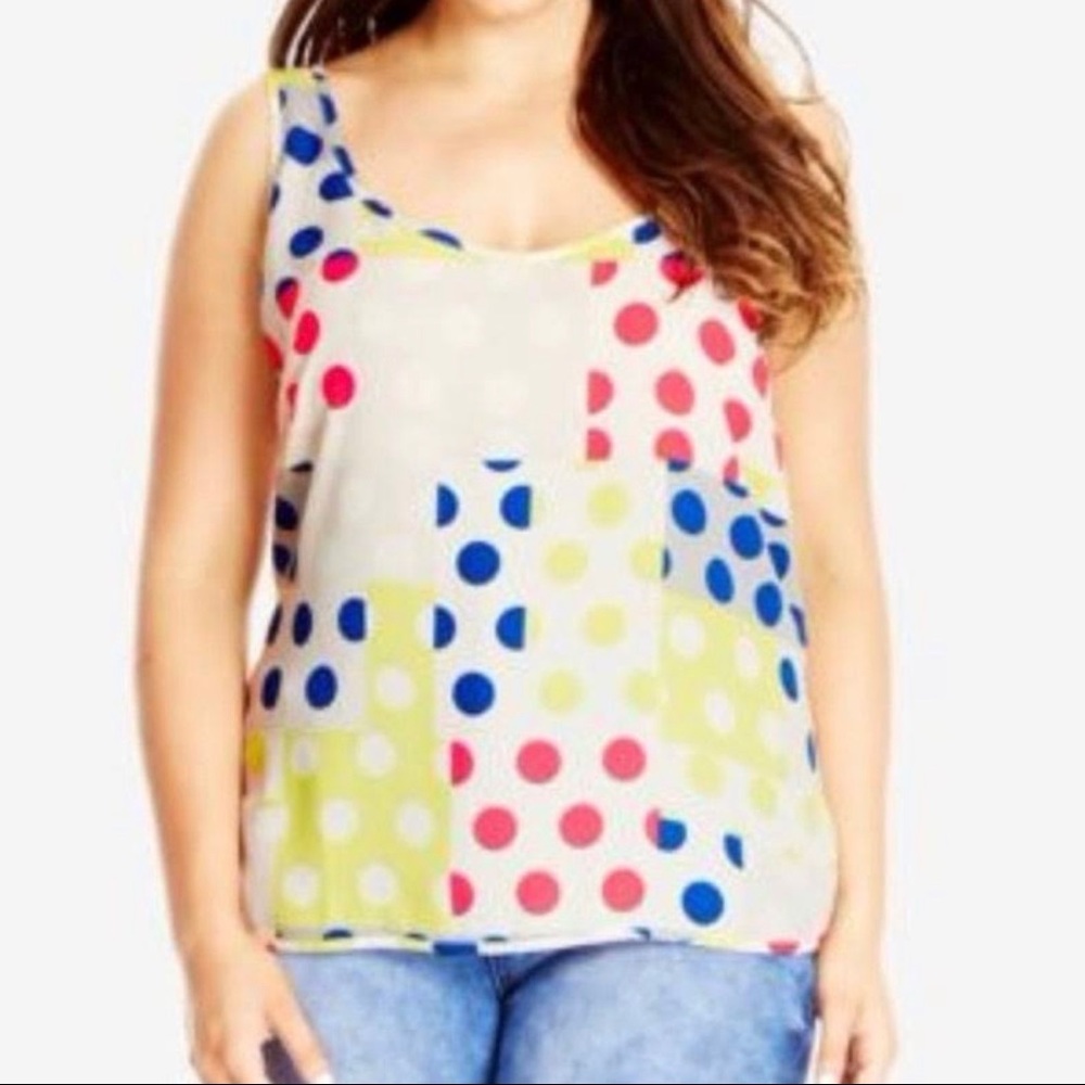 City Chic tank. Polka dot. geometric. Size 16w